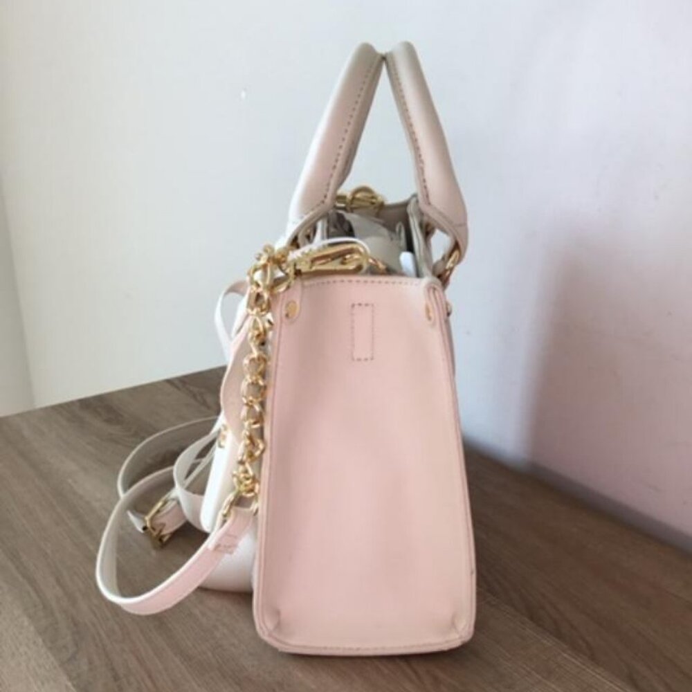 Betsey Johnson Pink and Cream Patterned Crossbody Satchel - Picture 5 of 11